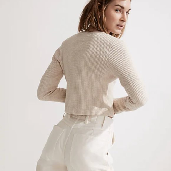 Madewell MWL Waffle Long-Sleeve Crop Tee - Size Medium - Fantastic Condition - Picture 3 of 5